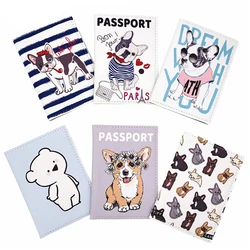 Porte-passeport en cuir PU pour femme, couverture de passeport pour chien de dessin animé mignon, accessoires de voyage, sac pour carte d'identité et carte de crédit, nouveau