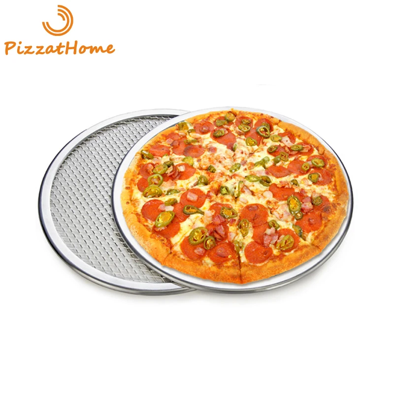 PizzAtHome 6 to 22 inch Pizza Stone Seamless Aluminum Mesh Pizza Pan Baking Screen Round Pizza Net Oven Accessorie Bakeware