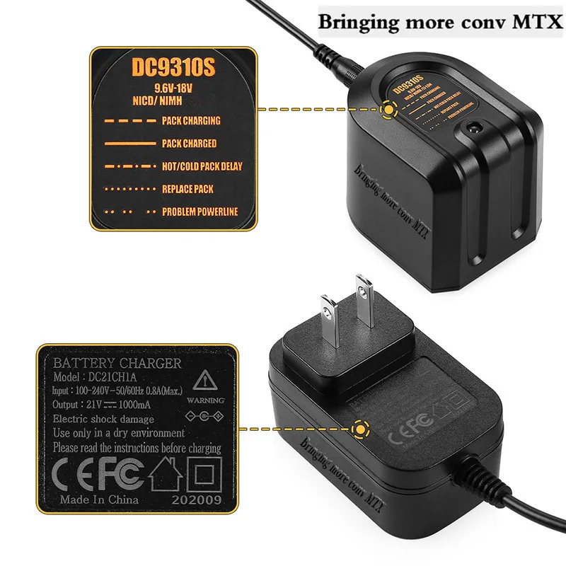 Najnowsza wysokiej jakości ładowarka DC9310S do Dewalt 9.6V-18V NI-CD NI-MH bateria DW9072 DW9071 DE9091 DC9071 DC9098 DW9098