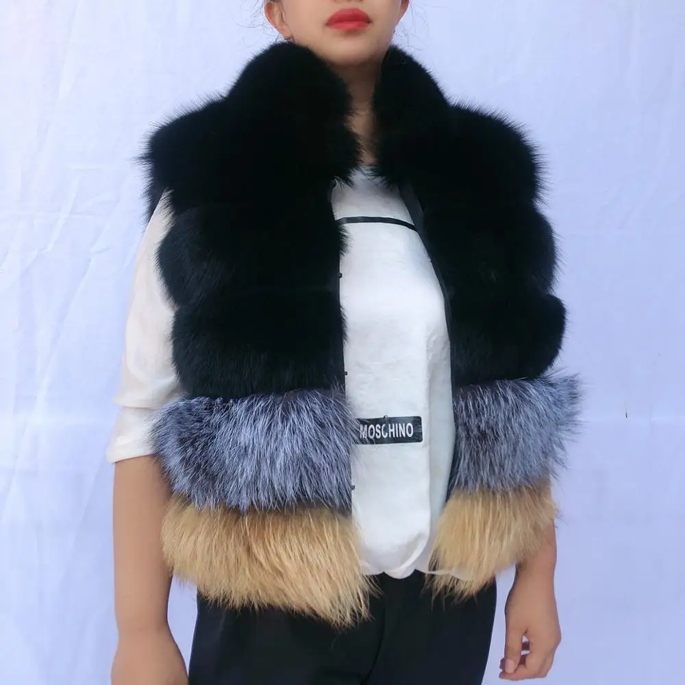 2020 new fashion natural fox fur mixed fur coat real fur vest natural fur coat women\'s winter jacket fur coat fox fur vest top