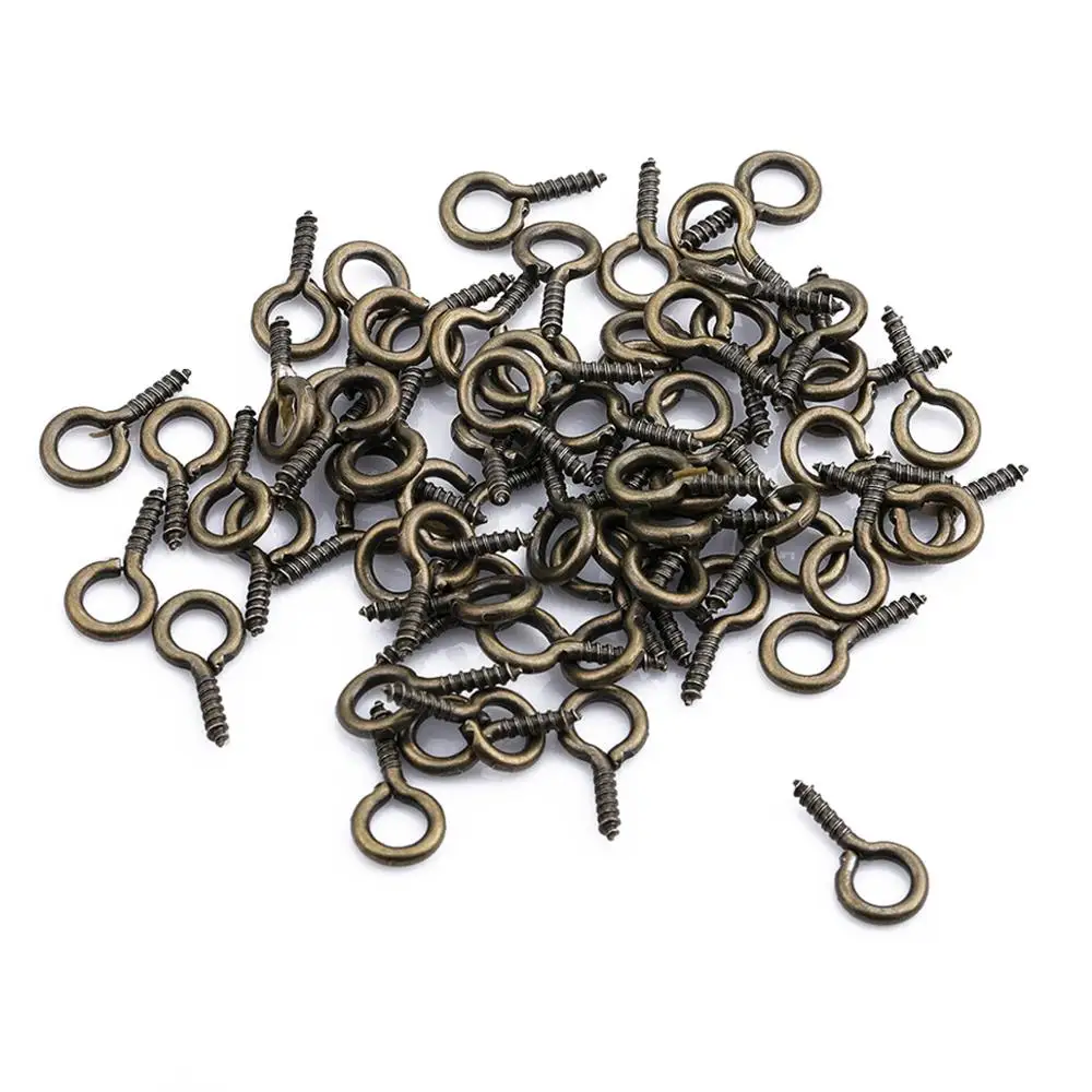 200 stücke Kleine Tiny Mini Auge Pins Nietstifte Haken Ösen Schraube Gewinde Gold Rhodium Umklammert Haken Für DIY Schmuck Machen erkenntnisse