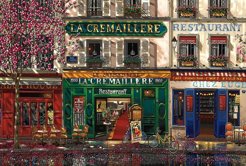 JMINE Div 5D Paris Street restaurant Full Diamond Painting cross stitch kits art High Quality Scenic 3D paint by diamonds