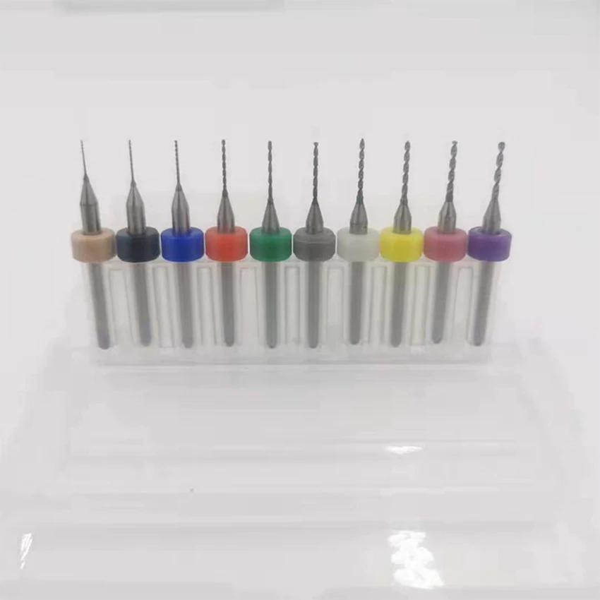 10PCS/Set Carbide PCB Rotary Tool Jewelry CNC Engraving Drill Bits Set, PCB Print Circuit Board Micro Drill Bits 0.3-1.2mm