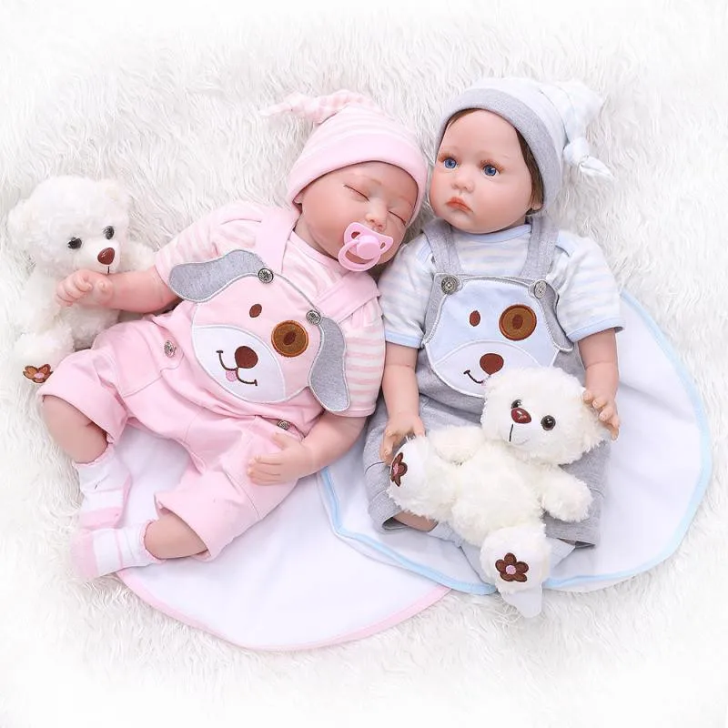 NPKCollection Bebe Reborn Gemeos Lifelike Silicone Reborn Baby Doll 22inch Boneca Reborn Dolls for Girls Juguetes Brinquedos