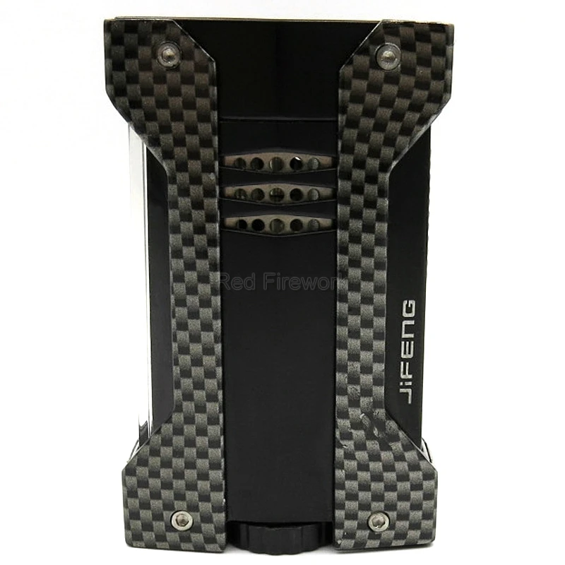 JIFENG Brand New Windproof Carbon Fiber Torch Adjustable Cigar Lighters Jet Flame Cigar Cigarette Lighter With Gift Box