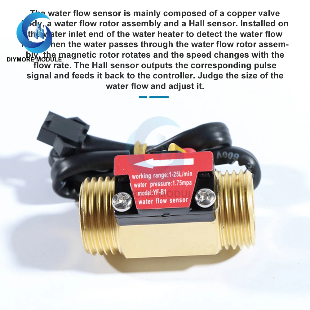 (Brass) Flow Sensor G1/2'' Water Flow Hall Sensor Switch 1-25L/min Flow Meter For Industrial Control