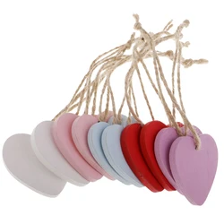 10x Painted Wood Heart Tags Hanging Craft DIY Wood Tags Embellishment Wood Heart Craft Hanging Tags Home Decorations