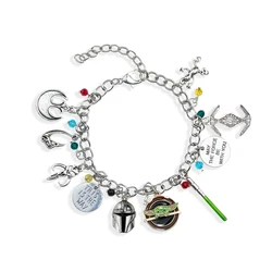 Classic Movie Wars Charm Bracelet Alien Lightsaber Spaceship Millennium Pendant Bangle Bracelets Cosplay Jewelry Gift for Men