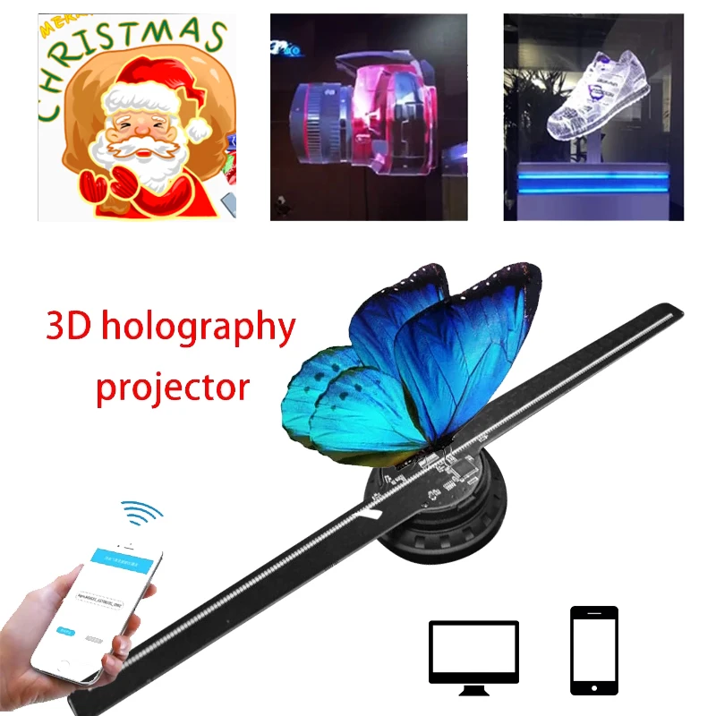 3D hologram Projector Fan 65cm with Wifi control to transmit picture and Video Commercial display ventilador holografico led