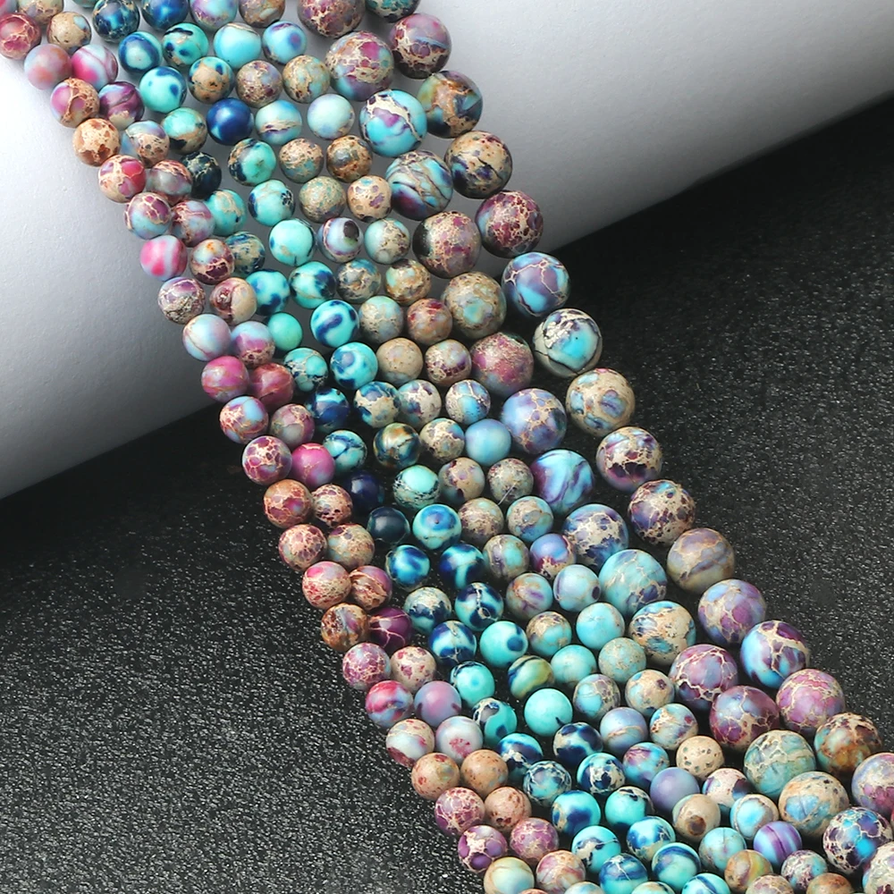 4 6MM Emperor Stone Beads Charm Color Loose Round Imperial  Beads Natural Stone Jewelry For DIY Making Bracelet Necklace