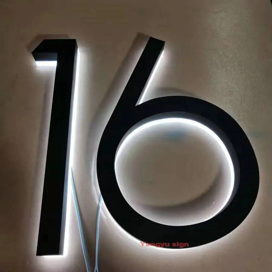 Custom 3D Rvs Signage Metalen Letters Huis Adres Teken Nummer Tag Hotel Home Adres Deur Label