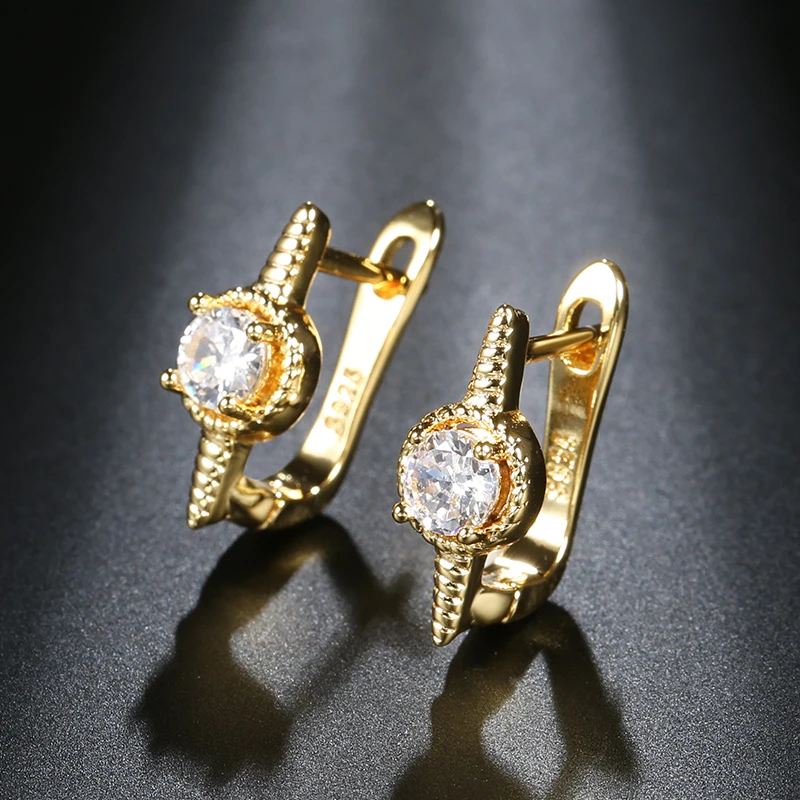 Kinel Simple Micro Wax Inlay Stud Earrings Women Fashion Wedding Jewelry Tibetan Silver Natural Zircon Earring For Girl Gift