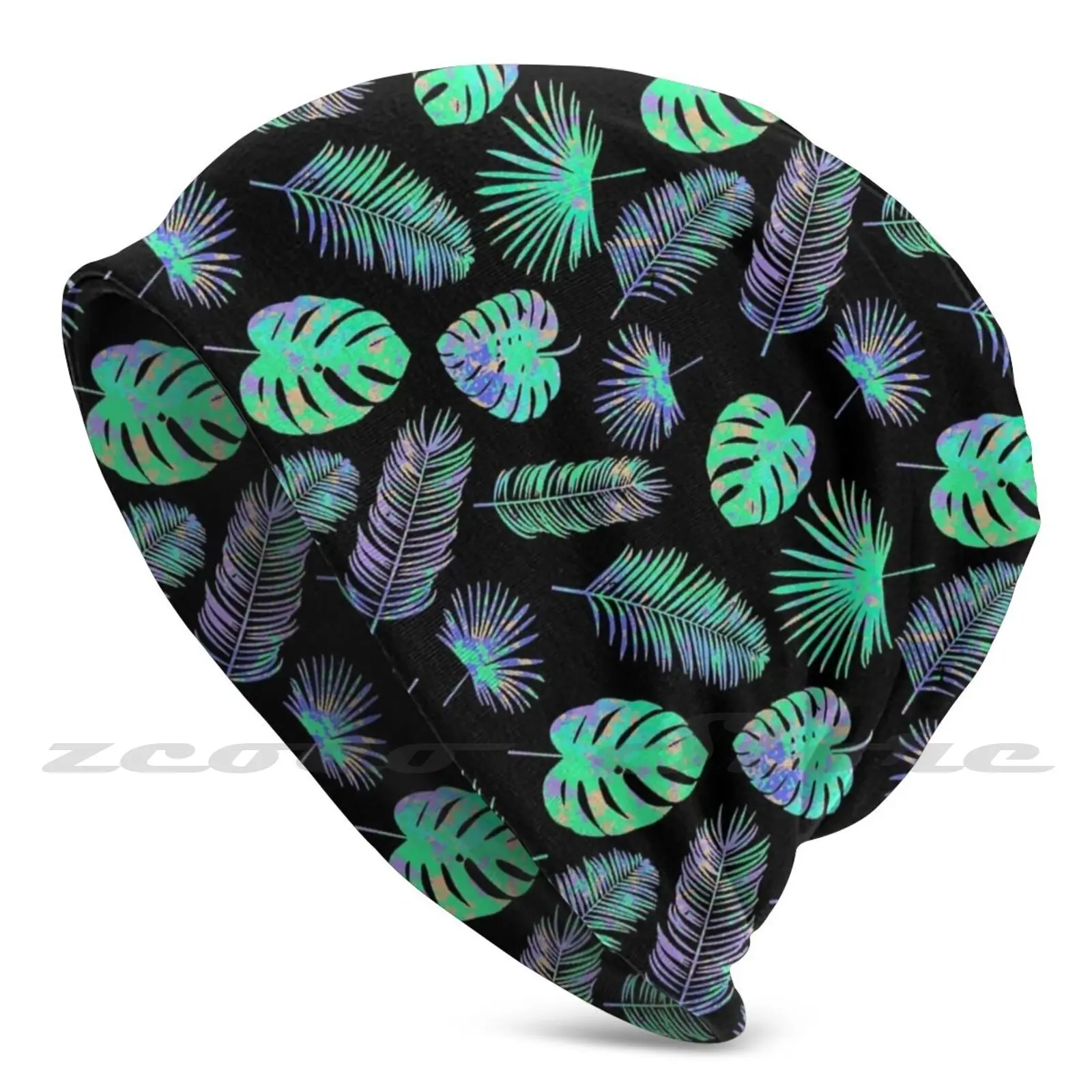 Tropical Palm Leaves Knit Hat Hedging Cap Soft Elasticity Outdoor Sports Leisure Tropical Palms Tropical Palms Tropical Palm