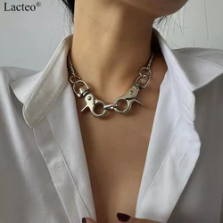 Lacteo Esagerato Grande Catenaccio Del Pendente Della Collana Del Choker Collares Gioielli per Le Donne Gotico Argento Colore Chunky Collana Della Catena di Fascino