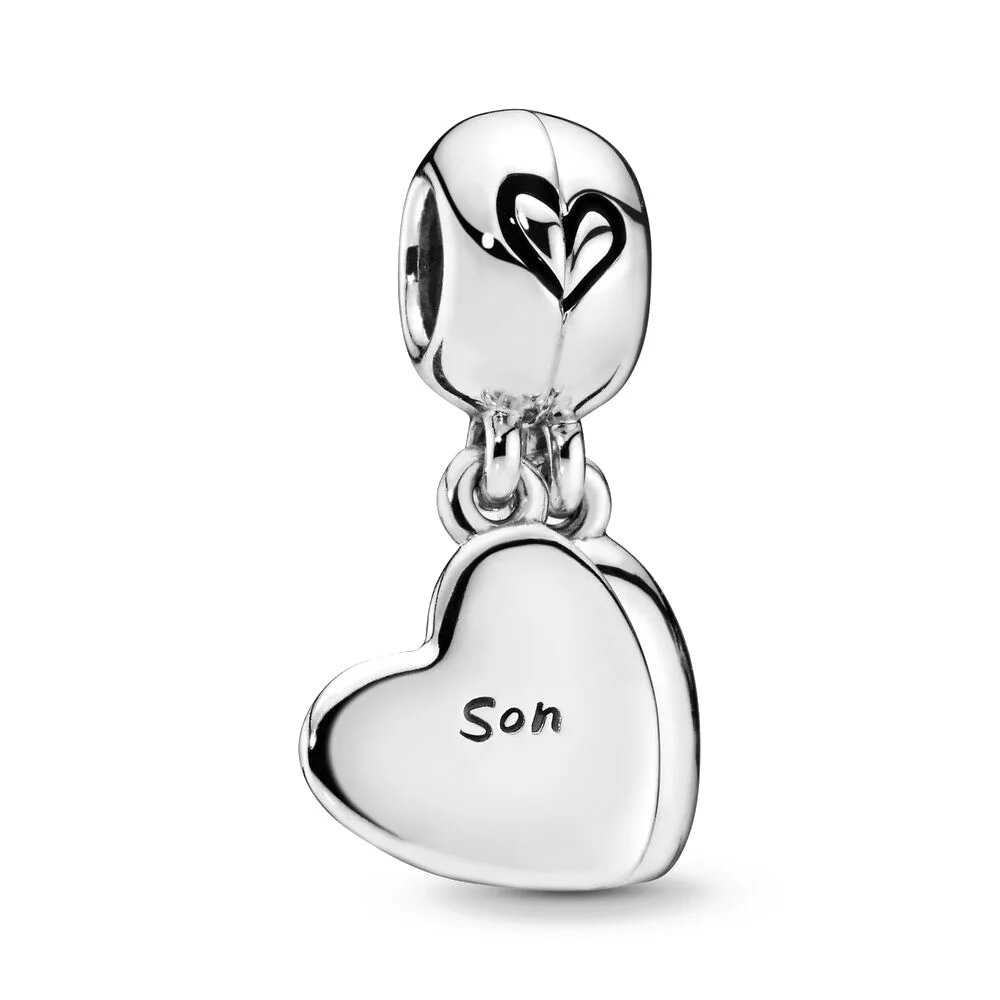 New Silver Fine New Silver 925 Charms mother and son heart dangle charm bead charms fit  original Pandora bracelets