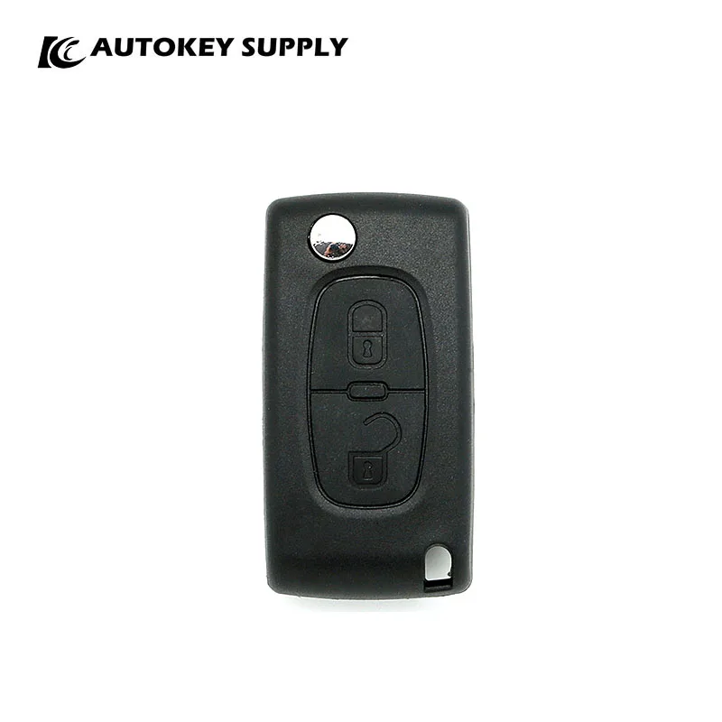 For Peugeot 2 Buttons With Battery Holder Key Shell,  (Blade Without Groove)  Autokeysupply AKCPF107