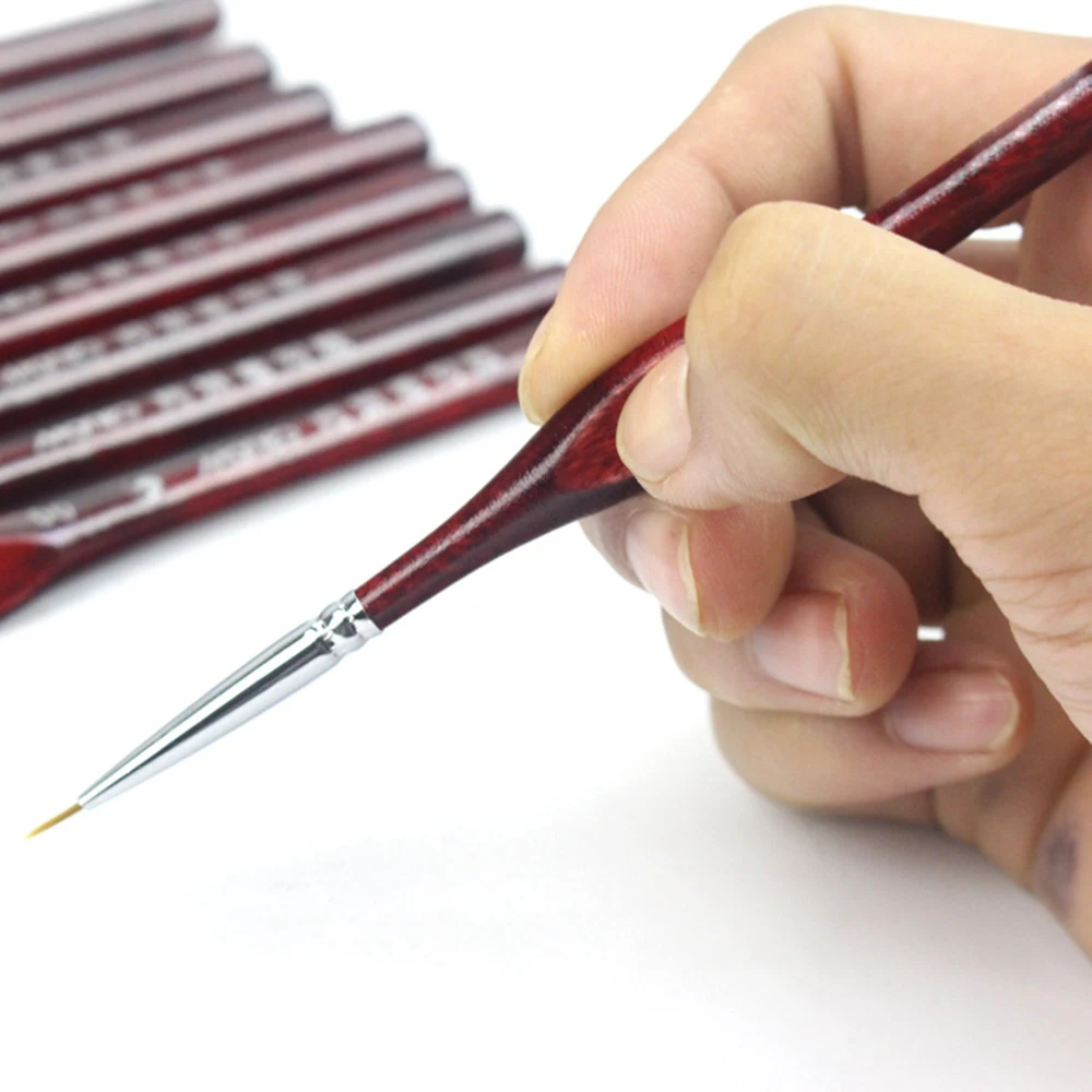 9ピース/セットミニチュアペイントブラシセットプロフェッショナルクロテン髪ディテールアート爪モデル塗料ブラシキット