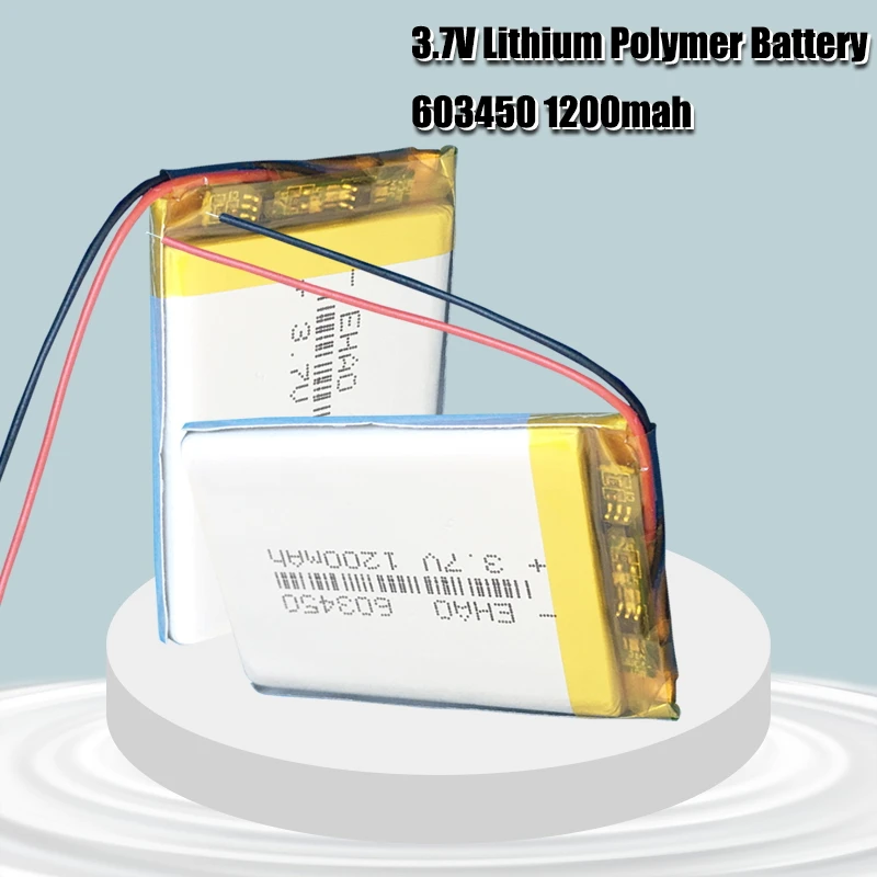 New Portable 1200mAh Li Polymer Lipo Battery 3.7v Rechargable 603450 Lithium Li-ion Battery Built-in PCB Module