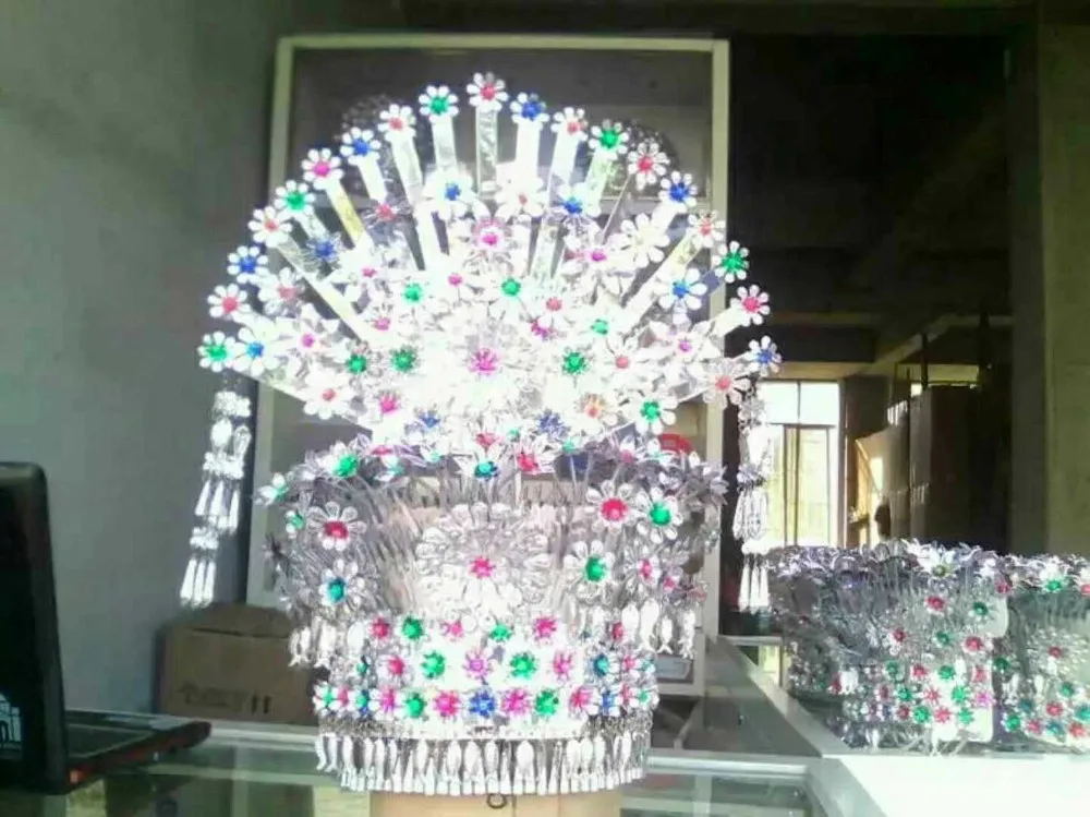 

Шапки Мяо, красочный серебряный головной убор, традиционный китайский головной убор, головной убор для косплея