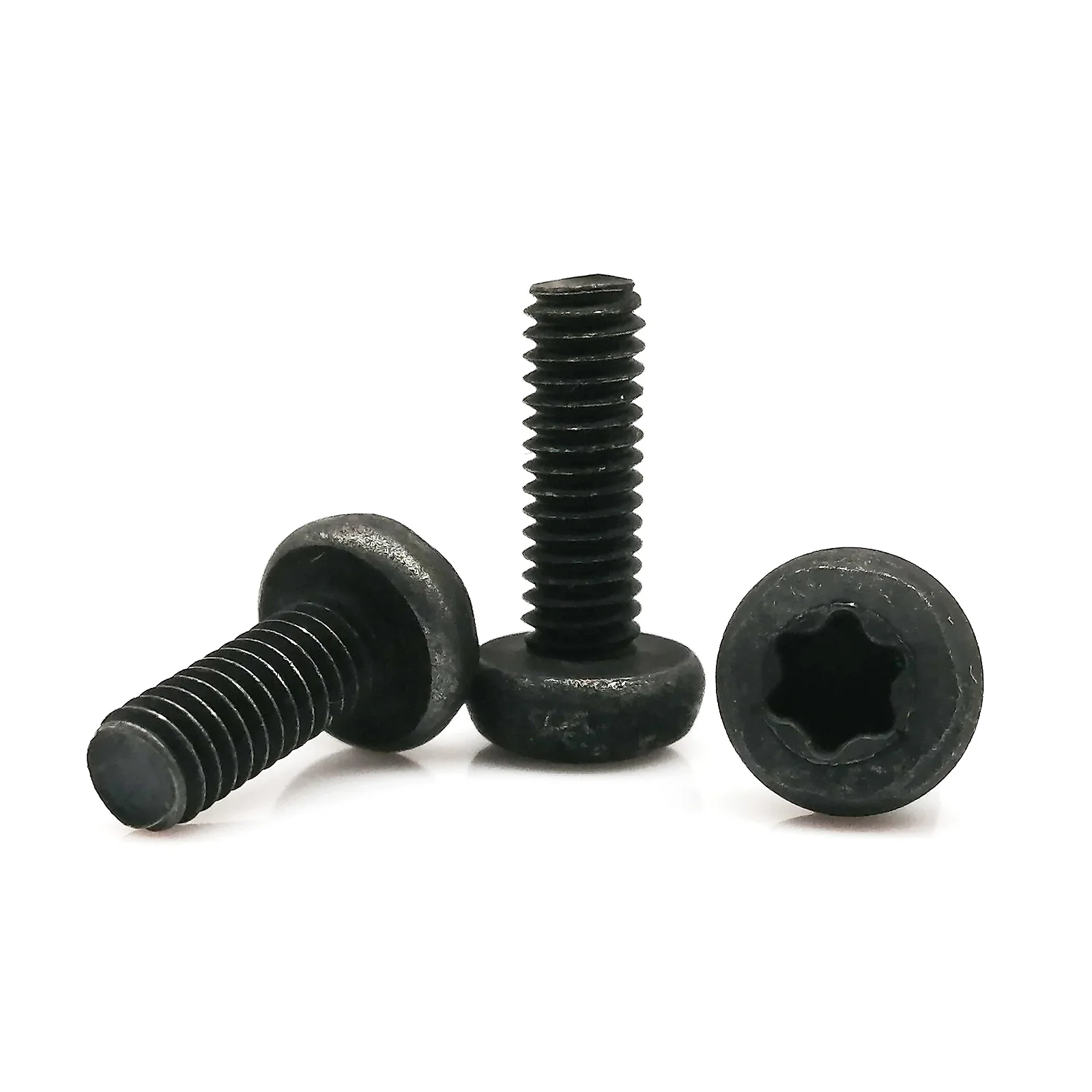 10/50 Stück M1,6 M2 M2,5 M3 M4 Schwarzoxid-Kohlenstoffstahl der Güteklasse 8.8 GB2672 Sechslappen-Torx-Rundknopf-Flachkopfschraube – Detail 4