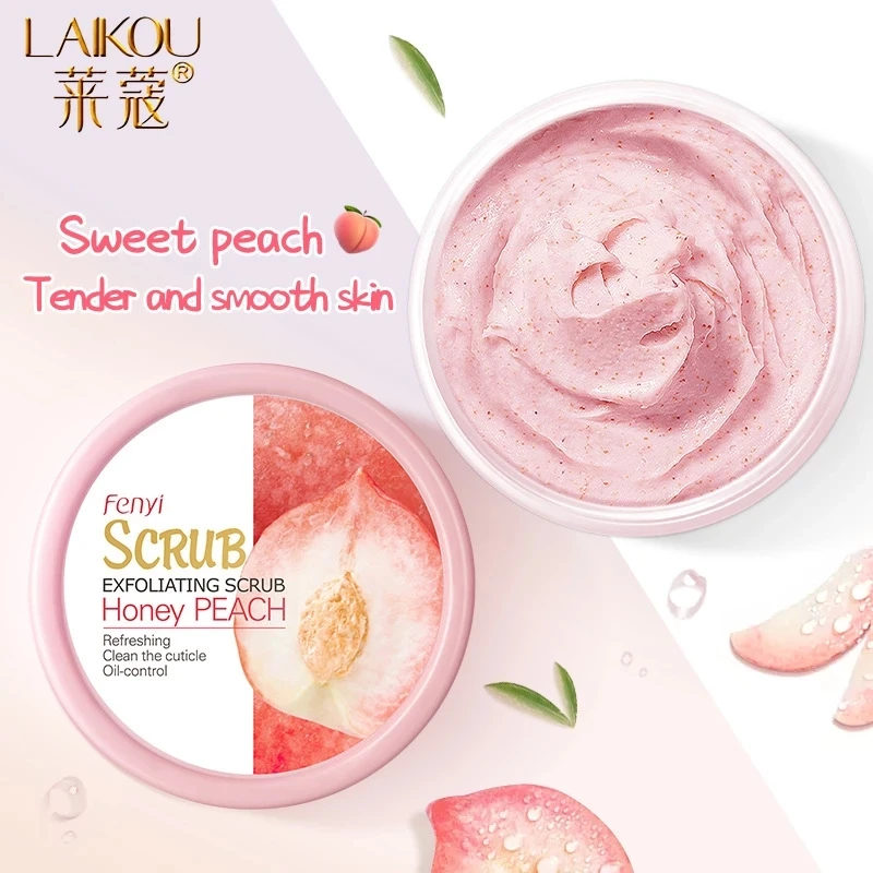 Laikou creme de esfoliação do corpo pêssego, limpeza profunda clareamento da pele, tratamento da pele morta, acne, hidratante, cuidados com o corpo