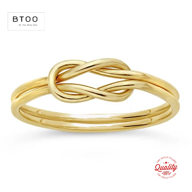 14K Gold Filled Double Long Love Knot Ring Boho Gold Jewelry Minimalist Knuckle Ring Anillos Mujer Gold Rings for Women