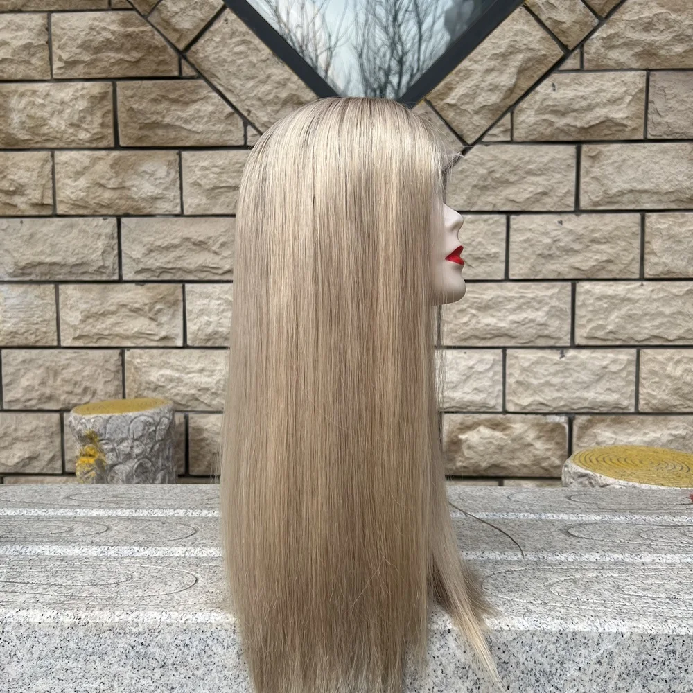 

Wholesale swiss lace top wig Hot Selling 100% European Human Hair Blonde color lace Top Jewish Wig Kosher Wigs Free Shipping