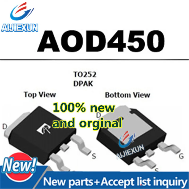 

10Pcs 100% New and original AOD450 D450 SOT252 MOS N-Channel Enhancement Mode Field Effect Transistor large stock