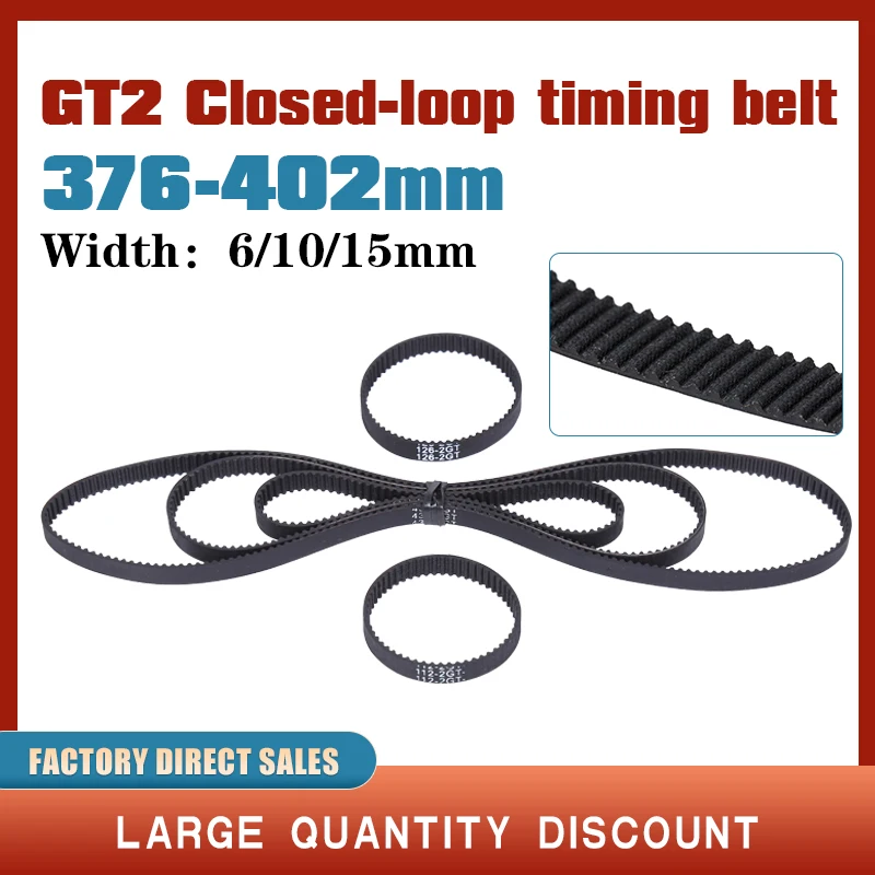 

GT2 Closed Loop Timing Belt Rubber 376/378/380/382/384/386/388/390/392/394/396/400/402mm 2GT width 6/10/15mm 3d printer parts