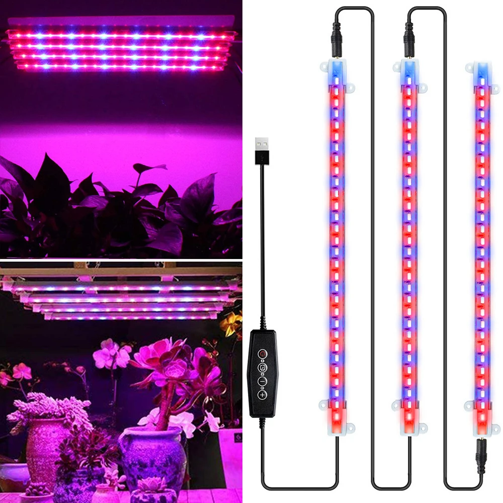 Greenhouses LED Grow Light Strips USB Red Blue Full Spectrum Plantas Lamp with Timer Dimmable Indoor Hydroponics Phytolamps