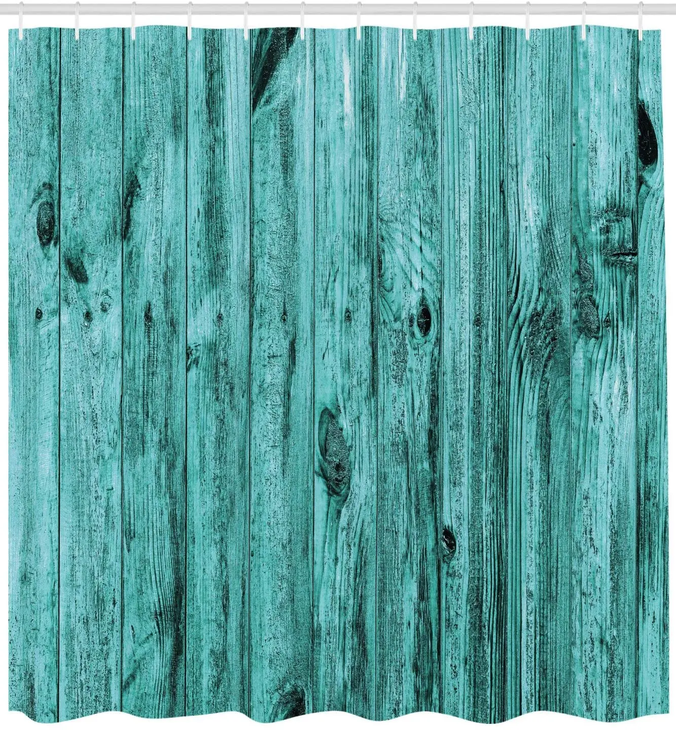 Turquoise Shower Curtain Wall of Turquoise Wooden Texture Background and Antique Timber Furniture Print Bathroom Decor Set