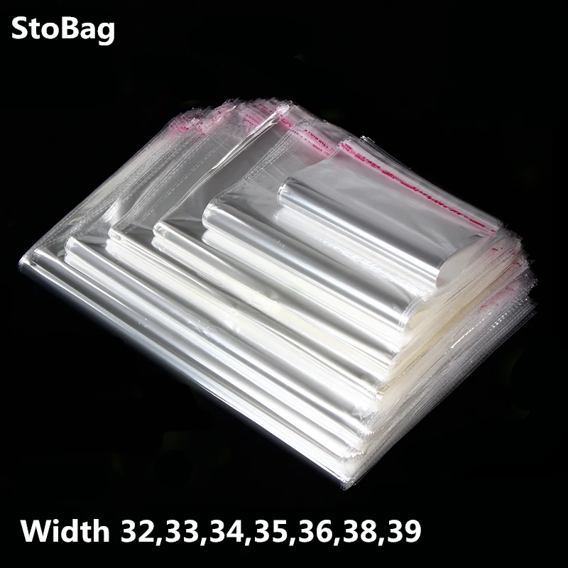 

StoBag 100pcs Transparent Self Adhesive Plastic OPP Resealable Poly Cellophane Clothing Dust Bags Clear Packing Gift Bag