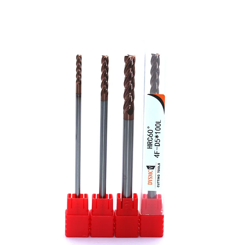 Fresa de carboneto sólido, hrc60, 3x100l, 4x100l, 5x100l, 6x100l, 4 sulcos, comprimento padrão, fresa lateral, perfil de perfuração