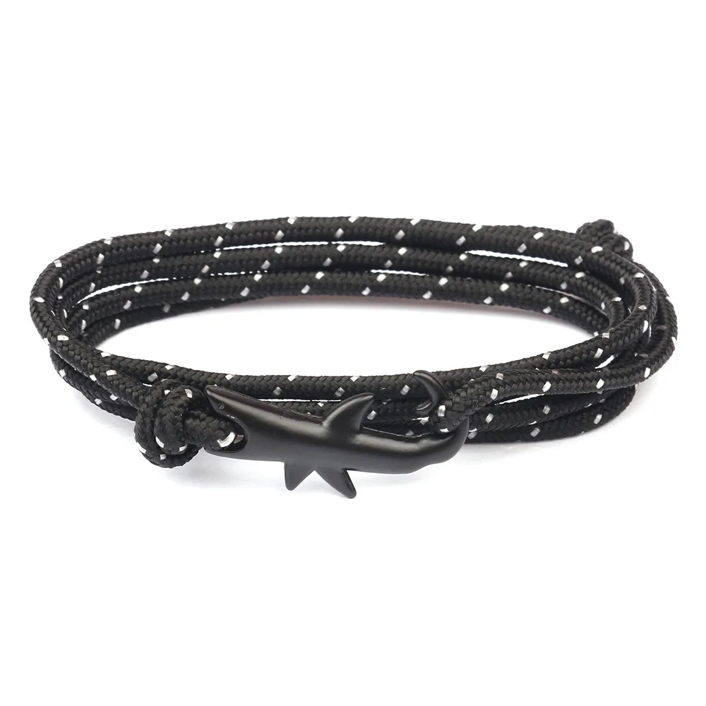 Punk Marine Shark Bracelet Multilayer Handmade Woven Viking Braclet For Men Wristband Parachute Rope Jewelry Pulserira Homme