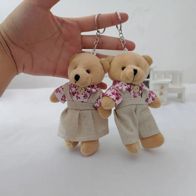 50PCS/LOT Kawaii  Bear Couple Plush Toy Cute Stuffed Animal Soft Doll Decoration Stuffed Plush Pendant Wedding Gifts DMX090