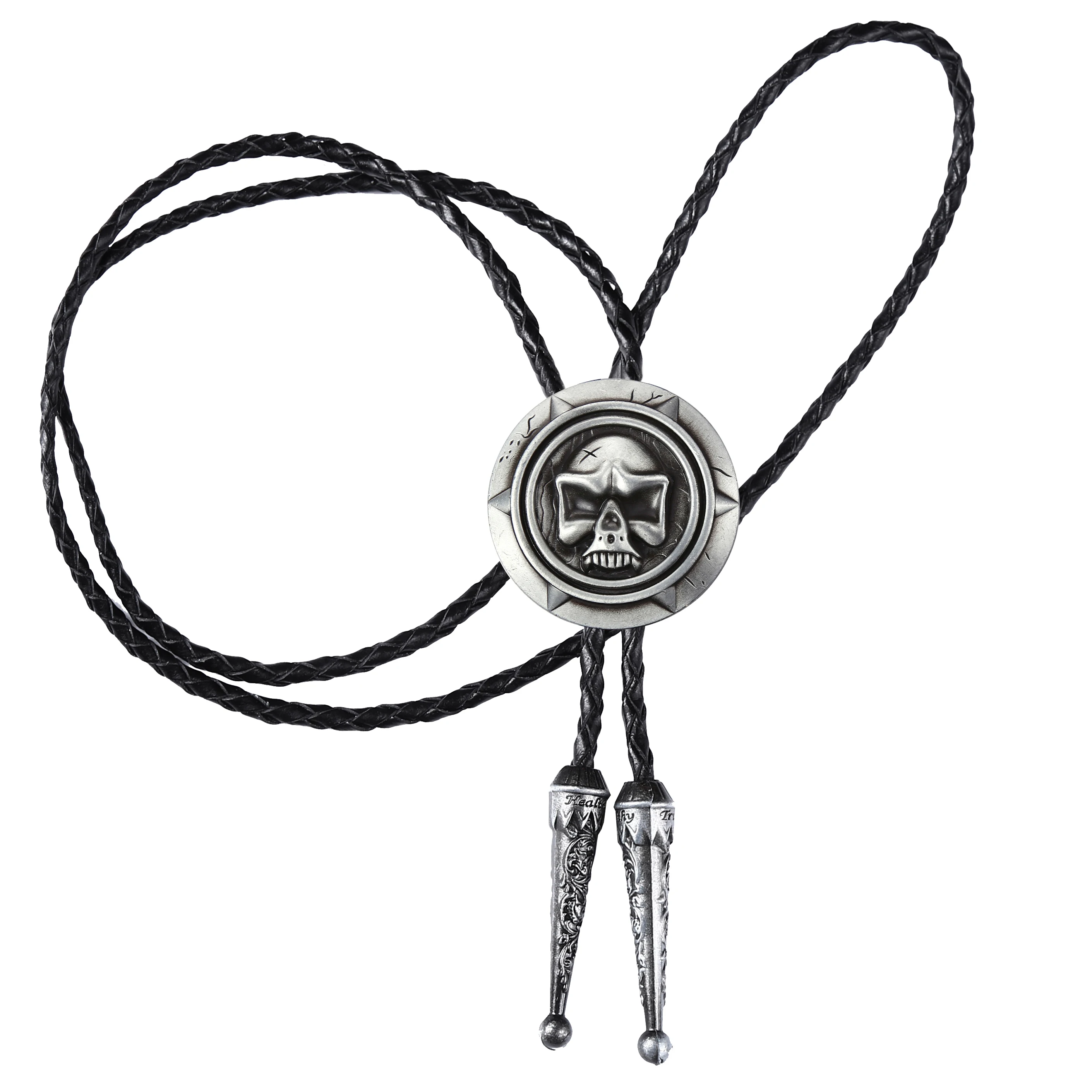 Man BOLO TIE Halloween gift lederen kraag touw ghost hoofd stijlvolle lichtmetalen TIE