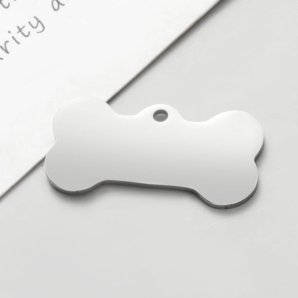 

20PCS/Lot Pet ID Tag Dog Bone Charms Mirror Polished Stainless Steel DIY Dog Pet Name Pendant