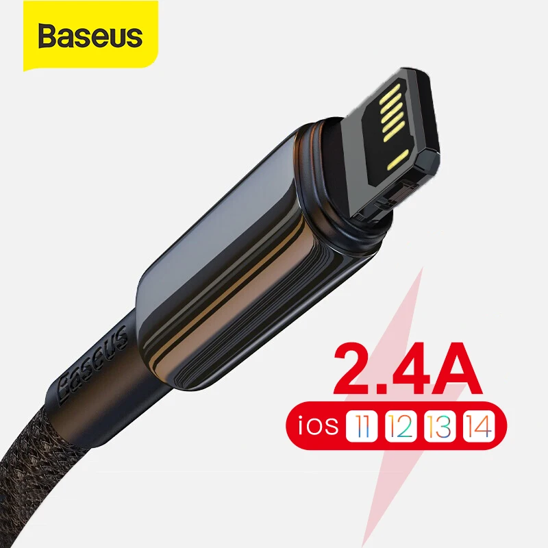 Baseus USB Cable For iPhone 12 11 Pro XS Max XR X 8 7 6S 2.4A Fast Charging Data Cable For iPad Mini Air Mobile Phone Wire Cord