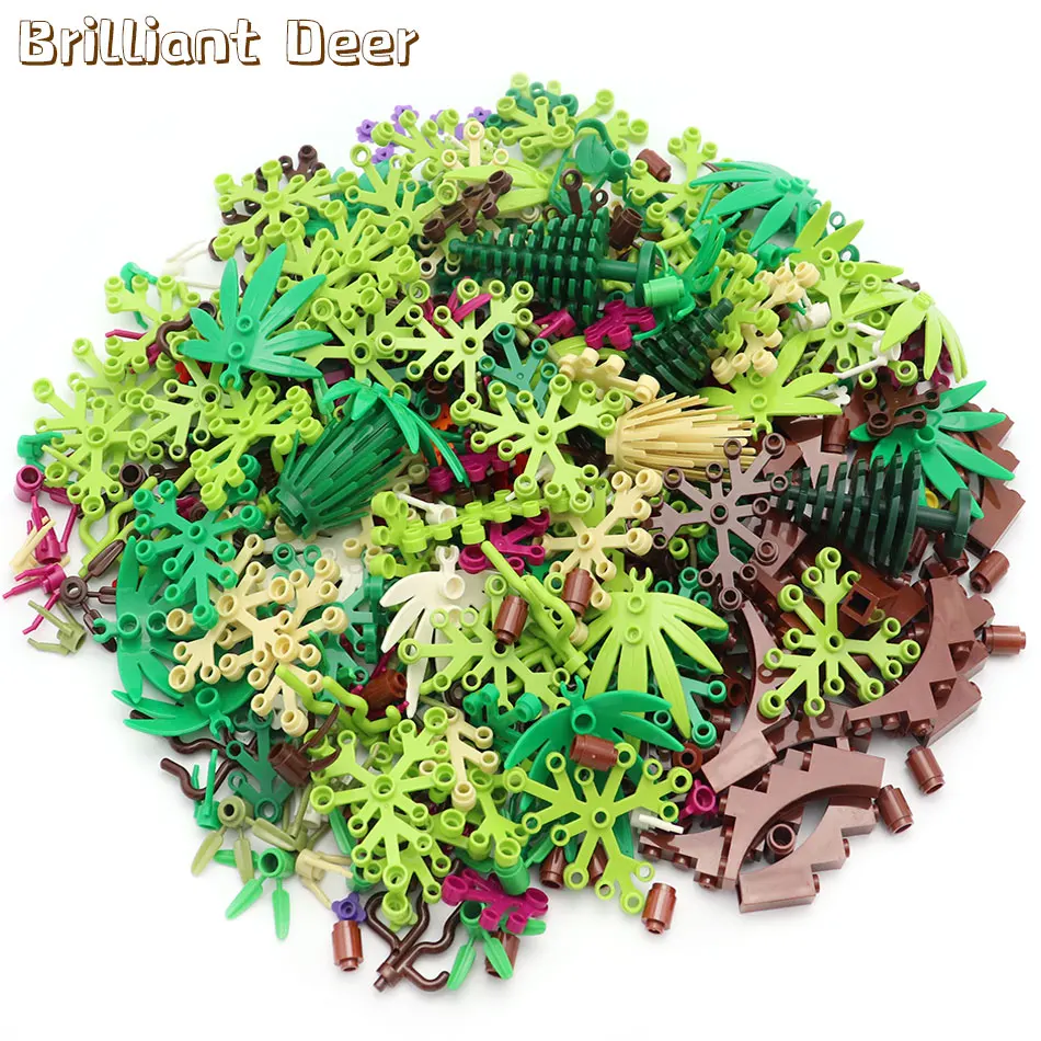 Tree Plant Accessories Building Blocks Grass Bush Leaf Branch MOC Parts for DIY Jungle Forest Military City Friends Bricks Toys