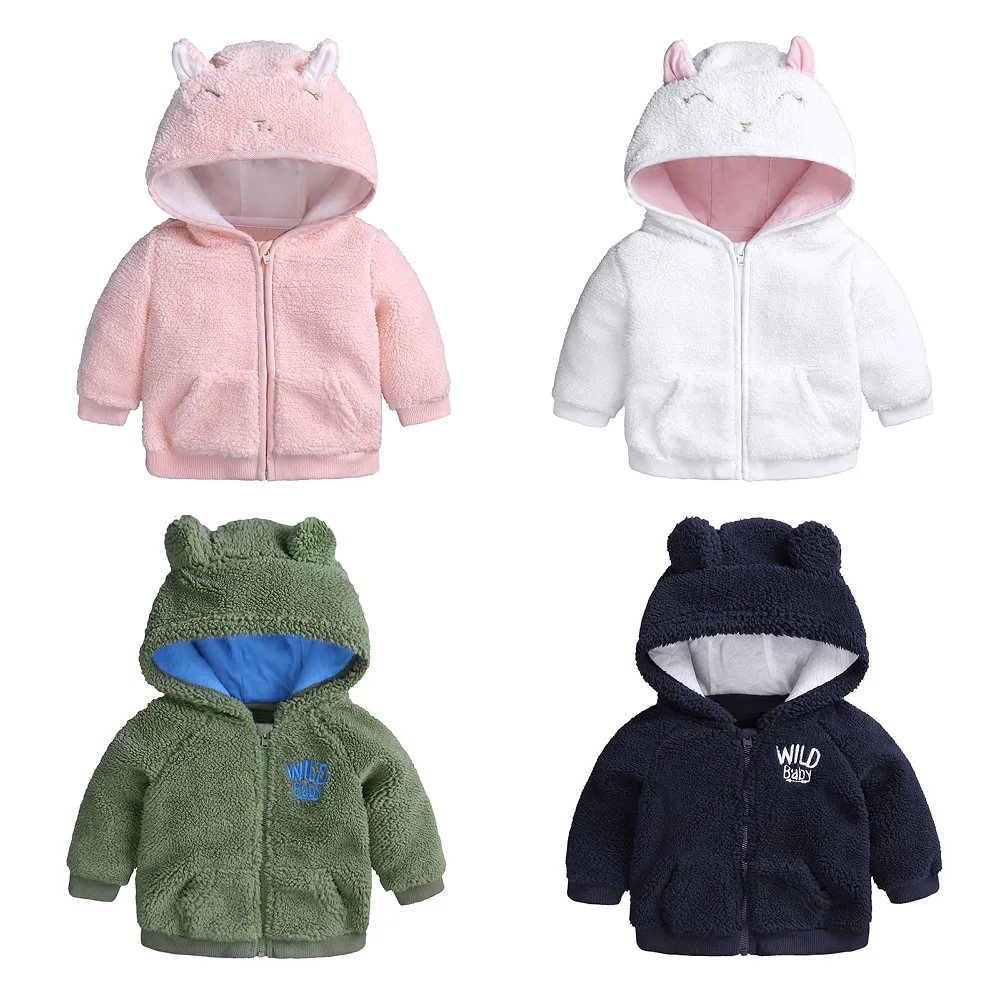 Winter Jacket Coat For Baby Girls Rabbit Ear Hooded Fleece Snowsuit Cardigan Overcoat Newborn Boys Zipper Overalls Warm Cloths