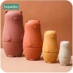 Bopoobo Baby Play Set Silicone Cartoon Bear Matryoshka Toy NO BPA Provides Baby Hand Ability DIY Educational Toys Child Gift