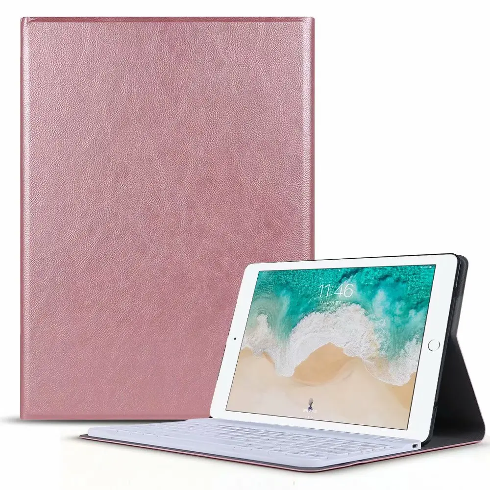 Funda inteligente para IPad 7 De 7ª generación, carcasa de tableta Litchi de 10,2 pulgadas para IPad 10,2 2019, carcasa ligera con teclado Bluetooth y bolígrafo