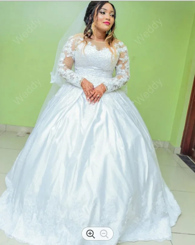 Bellissimi abiti da sposa a maniche lunghe con applicazioni in pizzo 2022 abiti da sposa africani in raso Vestido de Noiva princess esa