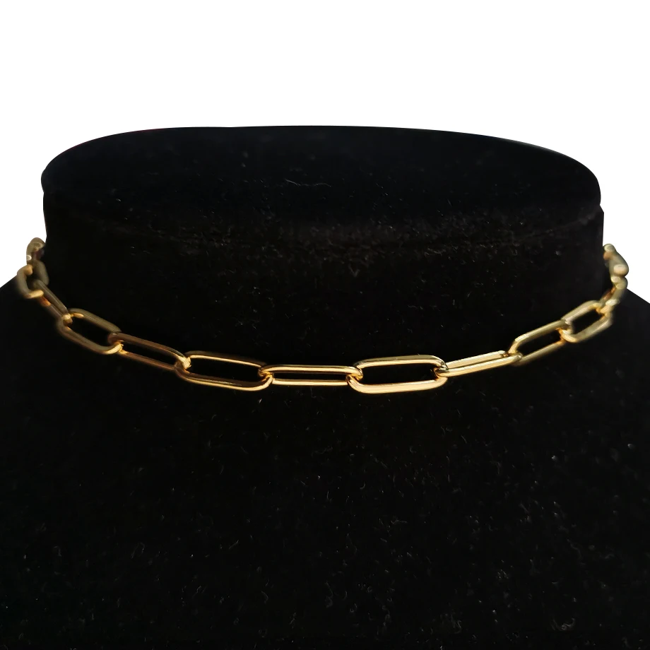 Gold Color Stainless Steel Choker Necklace Women Hip-hop Punk Short Box Link Neck Chains for Women Jewelry Collares de Moda 2019