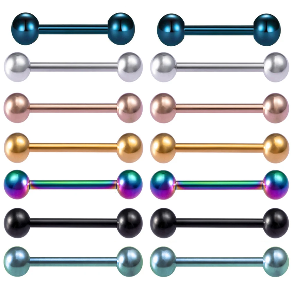 2 Pieces 14G Surgical Steel Long Industrial Barbell Ring Tongue Nipple Bar Tragus Helix Ear Piercing Body Fashion Sexy Jewelry