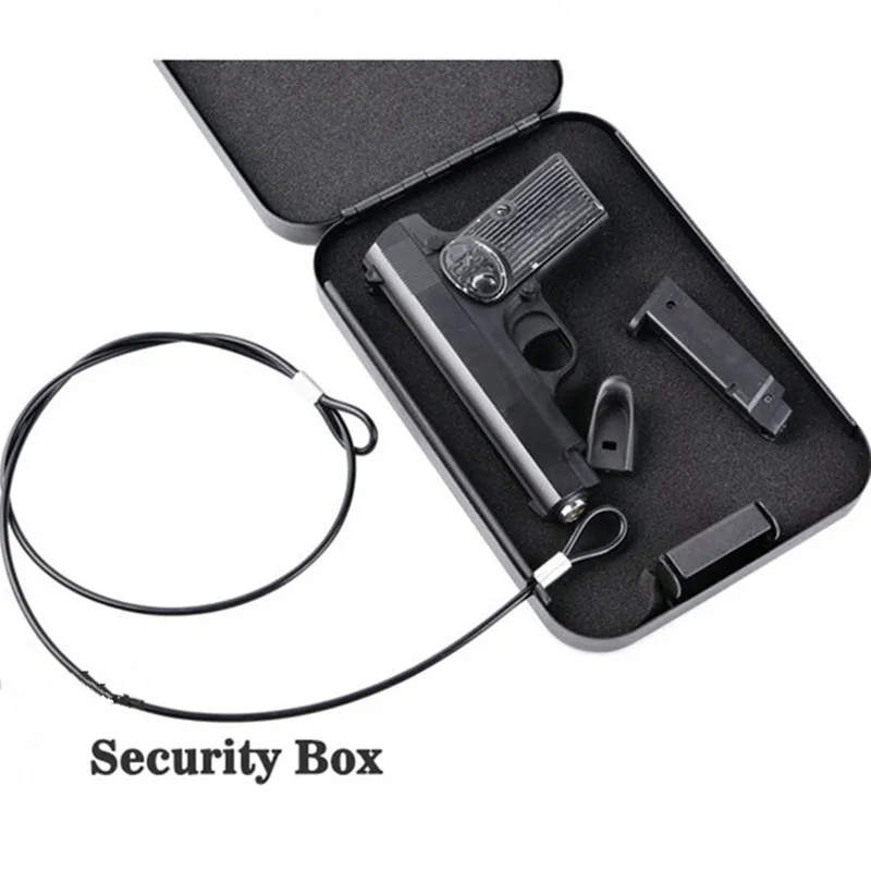 24x16.5x4.5cm gun safe box ammo metal case safes lock can safebox  keybox portable strongbox boxes safety security key money car