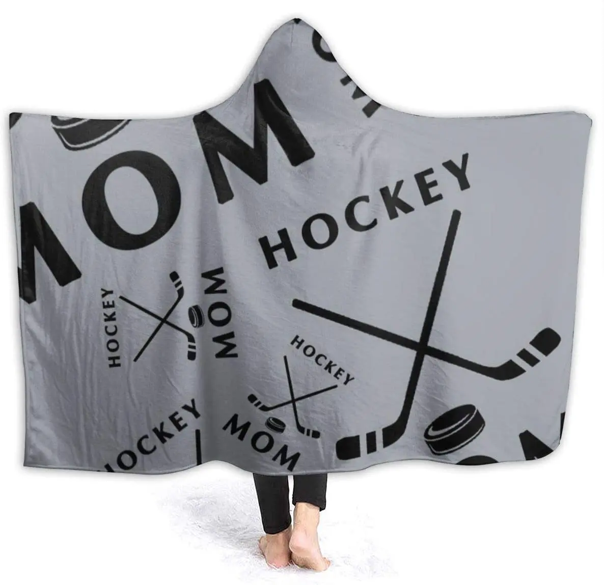 Hockey-Mom-Womens-Hooded-Blanket-Super-Soft-Flannel-Blanket-Hooded-Throw-Wrap-Blanket-Hooded-Robe-Hooded-Cloak-for-Adults-Kids