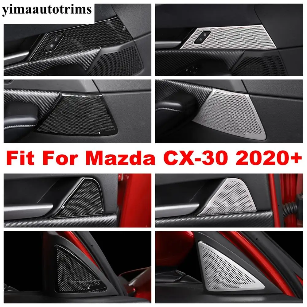 

Car Audio Stereo Speaker Loudspeaker Sound Frame Cover Trim Stainless Steel Accessories Interior For Mazda CX-30 2020 2021 2022