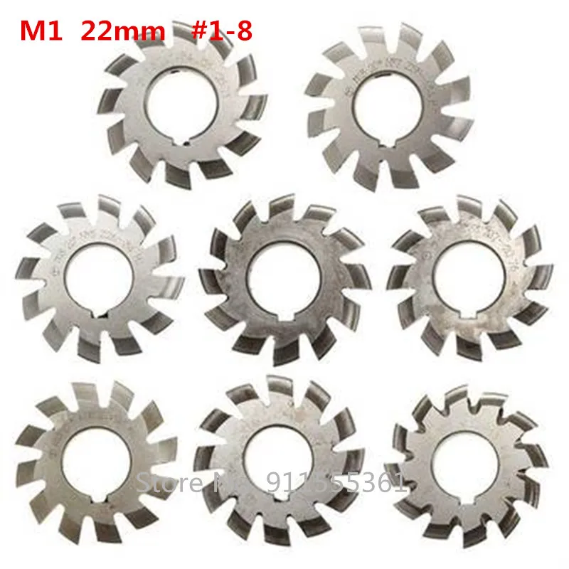 Module 1 PA20 Degrees Bore 22mm #1-8 HSS Involute Gear Milling Cutter High Speed Steel Gear Milling Cutter Gear Cutting Tools