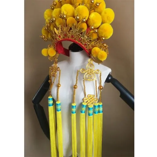 13 Colors Pompon Chinese Opera Hats Adults Drama Hat With Bobbles Festival Headdress Halloween Funny Party Tassel Cap